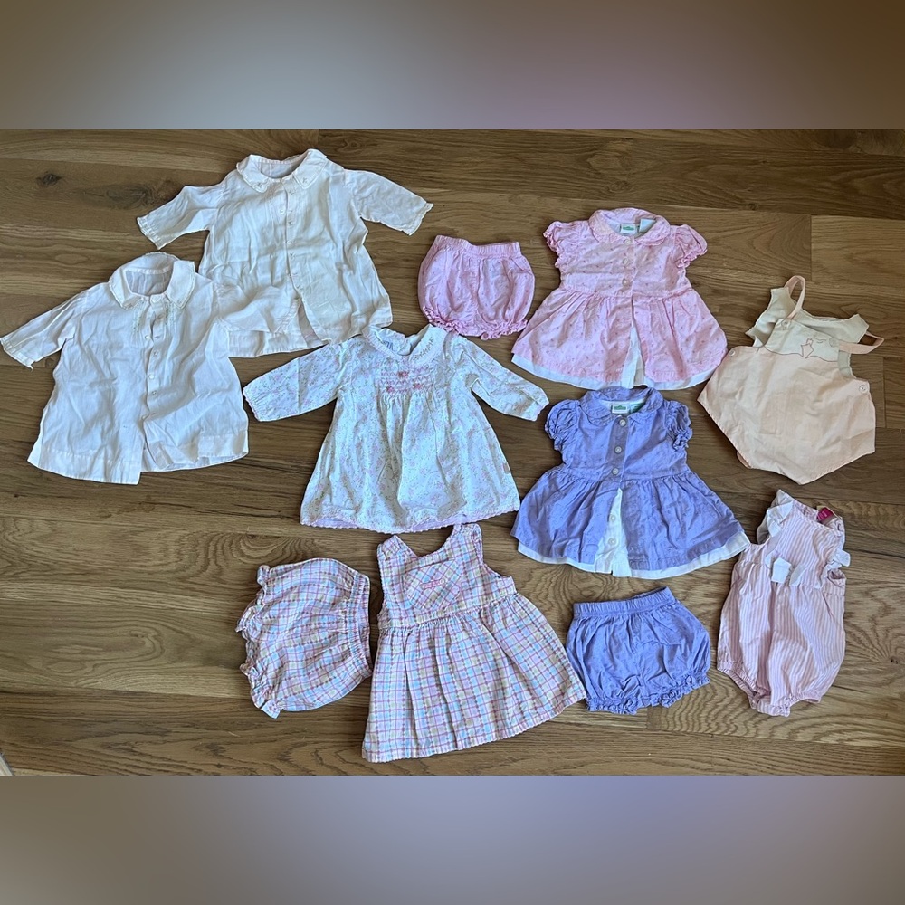 VINTAGE Lot of 8 Baby Dresses and Bloomers Set.